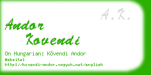 andor kovendi business card